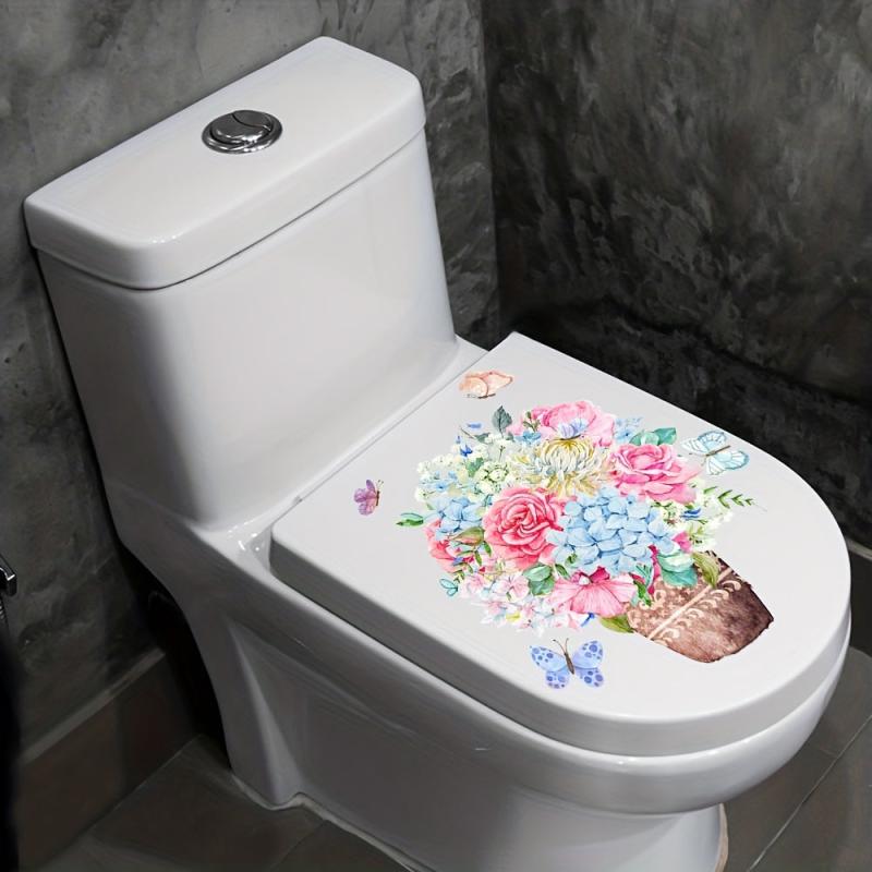 Toilet Sticker Flower Basket Butterfly Sticker Toilet Cover Decorative Sticker