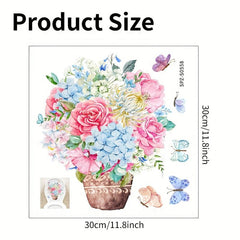 Toilet Sticker Flower Basket Butterfly Sticker Toilet Cover Decorative Sticker