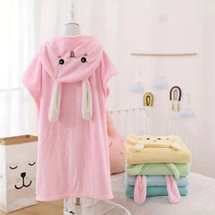 Cartoon Easter Bunny Bath Towel Cape for Kids