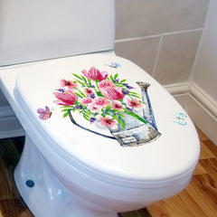 Flower Butterfly Toilet Lid Decorative Sticker Self-adhesive Decal
