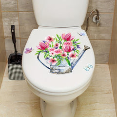 Flower Butterfly Toilet Lid Decorative Sticker Self-adhesive Decal