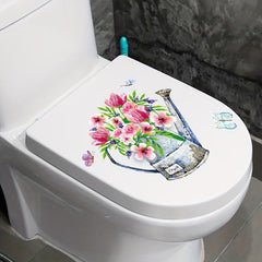 Flower Butterfly Toilet Lid Decorative Sticker Self-adhesive Decal