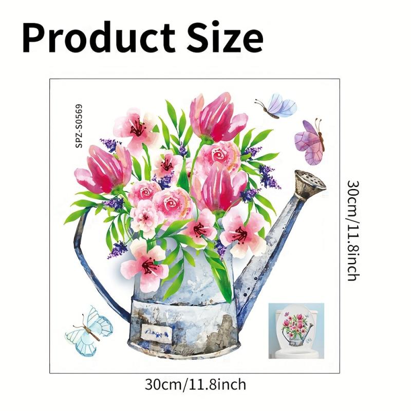 Flower Butterfly Toilet Lid Decorative Sticker Self-adhesive Decal