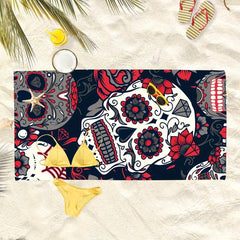 Microfiber Beach Towel Large Absorbent Calavera & Flower Print