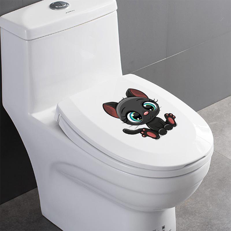 Cartoon Toilet Lid Decal Self Adhesive Removable Wall Sticker