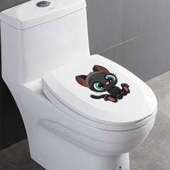 Cartoon Toilet Lid Decal Self Adhesive Removable Wall Sticker
