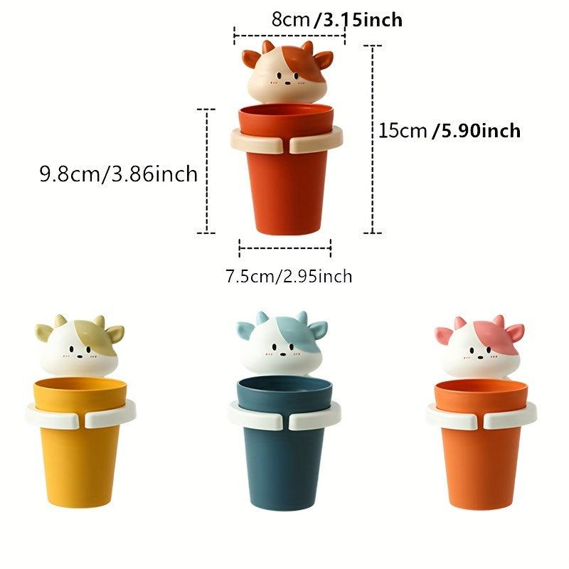 Cartoon Mouthwash Cup Wall Mounted Toothbrush Cup Plastic Gargle Cup With Holder
