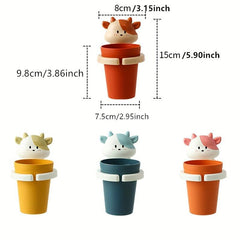 Cartoon Mouthwash Cup Wall Mounted Toothbrush Cup Plastic Gargle Cup With Holder