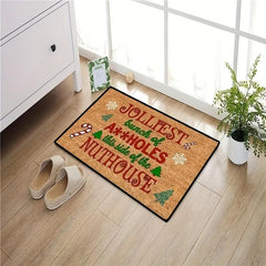 Winter Candy Pine Decor Doormat Christmas Brown Christmas Tree Front Welcome