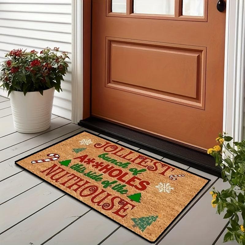 Winter Candy Pine Decor Doormat Christmas Brown Christmas Tree Front Welcome