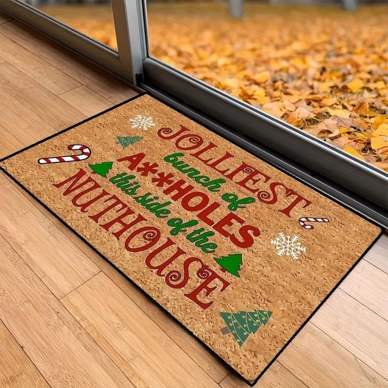 Winter Candy Pine Decor Doormat Christmas Brown Christmas Tree Front Welcome