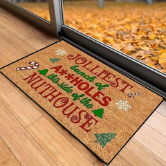 Winter Candy Pine Decor Doormat Christmas Brown Christmas Tree Front Welcome