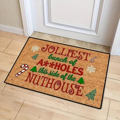 Winter Candy Pine Decor Doormat Christmas Brown Christmas Tree Front Welcome