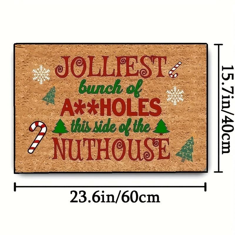Winter Candy Pine Decor Doormat Christmas Brown Christmas Tree Front Welcome
