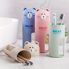 Bear Toothbrush Holder Cup for Kids & Travel Mouthwash Cup