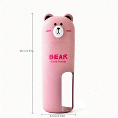 Bear Toothbrush Holder Cup for Kids & Travel Mouthwash Cup