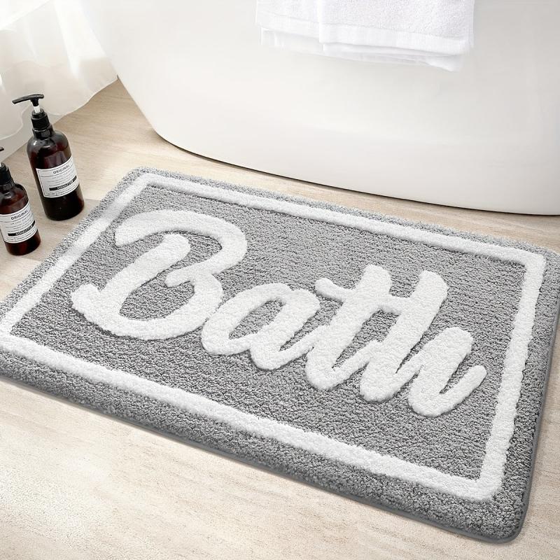 Soft Plush Bath Rug Machine Washable Bath Mat Absorbent Thickened Door Carpet
