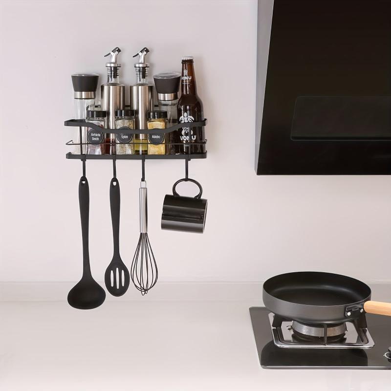 Wall Mounted Bathroom Storage Rack with 4 Hooks Stainless Steel Bathroom Tray