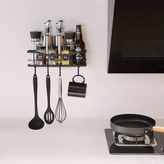 Wall Mounted Bathroom Storage Rack with 4 Hooks Stainless Steel Bathroom Tray