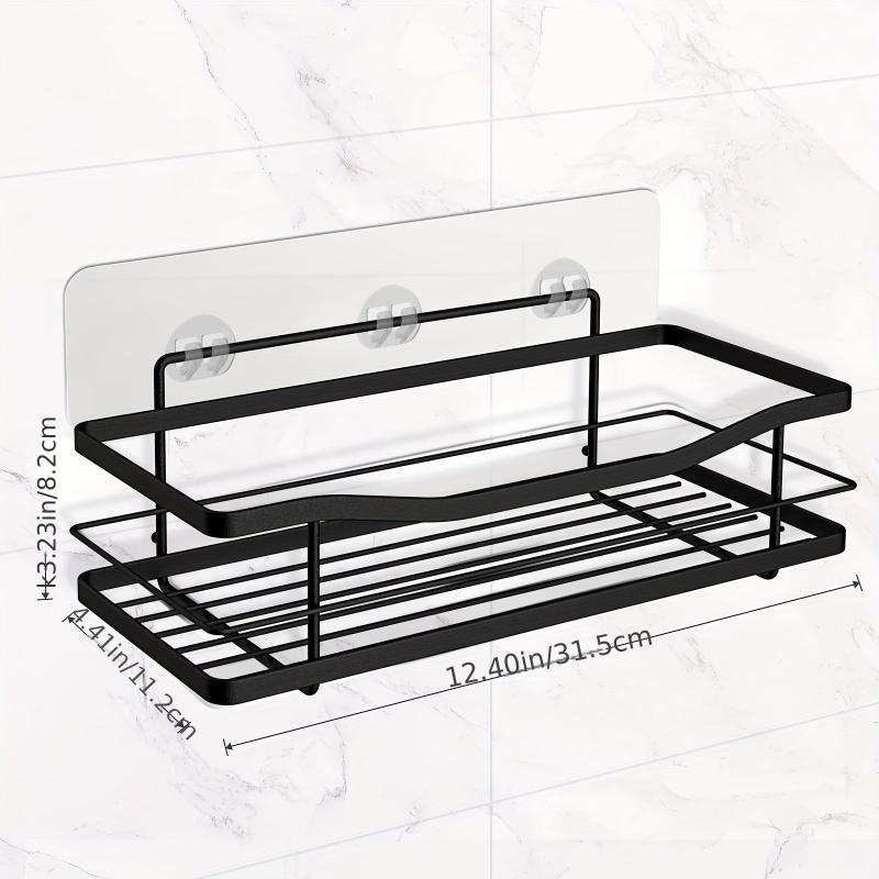 Wall Mounted Bathroom Storage Rack with 4 Hooks Stainless Steel Bathroom Tray