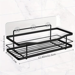 Wall Mounted Bathroom Storage Rack with 4 Hooks Stainless Steel Bathroom Tray