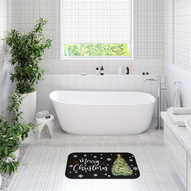 1pc Merry Christmas Floor Mat Soft Non-slip Bath Rug