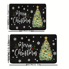 1pc Merry Christmas Floor Mat Soft Non-slip Bath Rug