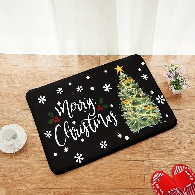 1pc Merry Christmas Floor Mat Soft Non-slip Bath Rug