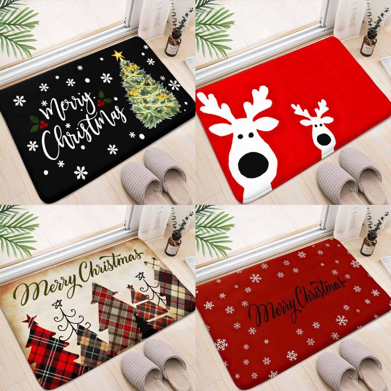 1pc Merry Christmas Floor Mat Soft Non-slip Bath Rug