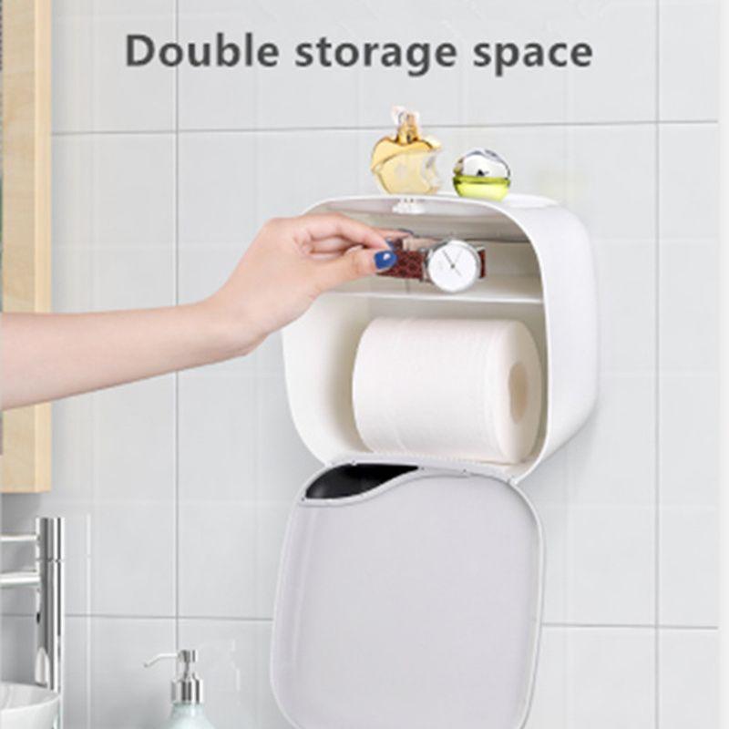 Functional Wall Mounted Toilet Paper Box with Storage