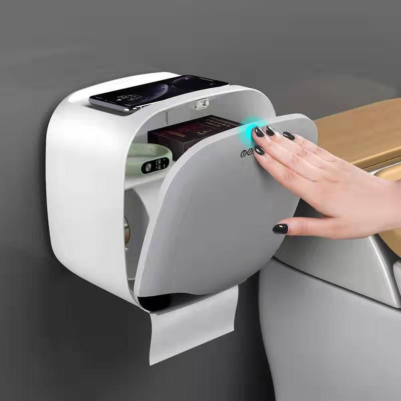 Functional Wall Mounted Toilet Paper Box with Storage