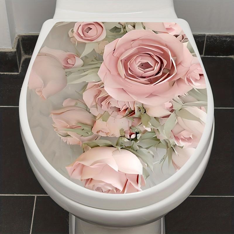Flowers Bird Toilet Stickers Self Adhesive Bathroom Accessories