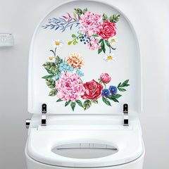 Flowers Bird Toilet Stickers Self Adhesive Bathroom Accessories