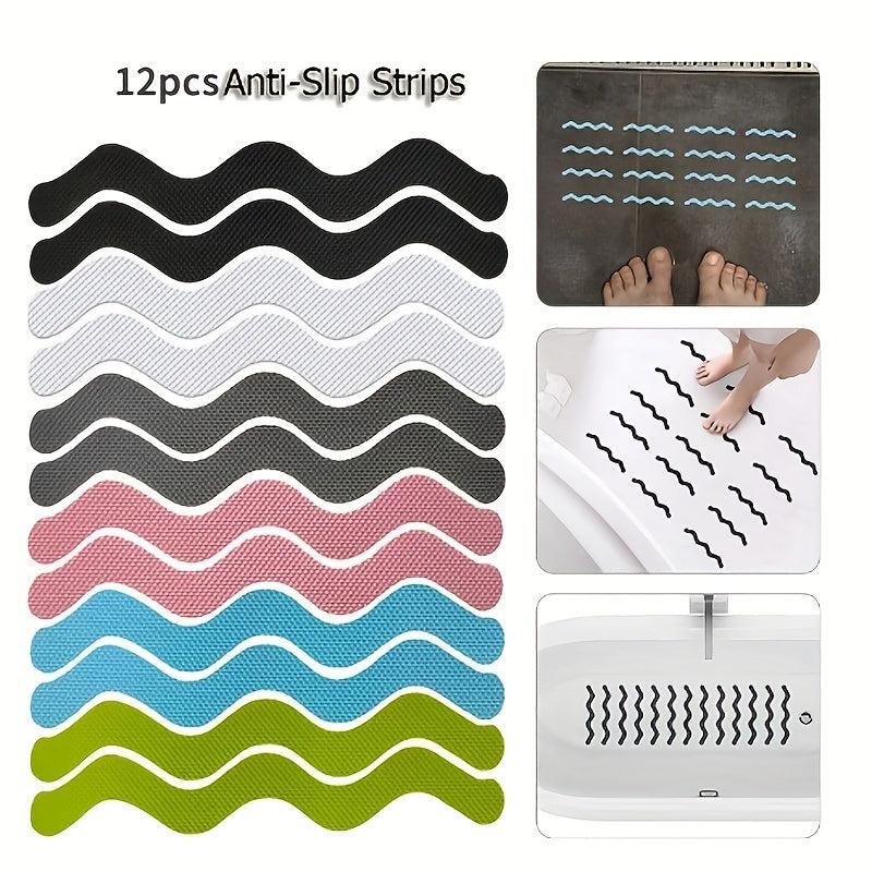 12pcs Anti slip S Shower Stickers Bathroom Safety Strip