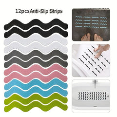 12pcs Anti slip S Shower Stickers Bathroom Safety Strip