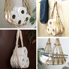 Boho Toilet Paper Storage Holder Wall Mounted Rack