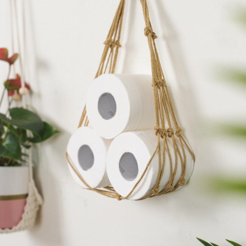 Boho Toilet Paper Storage Holder Wall Mounted Rack