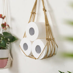 Boho Toilet Paper Storage Holder Wall Mounted Rack