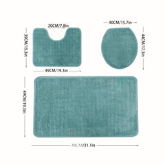 Nordic Style Solid Bath Mat Toilet 3 Piece Sets Bathroom Rug Toilet Lid