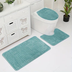 Nordic Style Solid Bath Mat Toilet 3 Piece Sets Bathroom Rug Toilet Lid