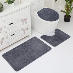 Nordic Style Solid Bath Mat Toilet 3 Piece Sets Bathroom Rug Toilet Lid