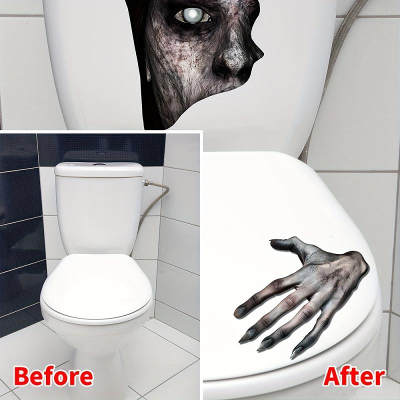Halloween Horror Toilet Sticker Handprint Decor Room Decor