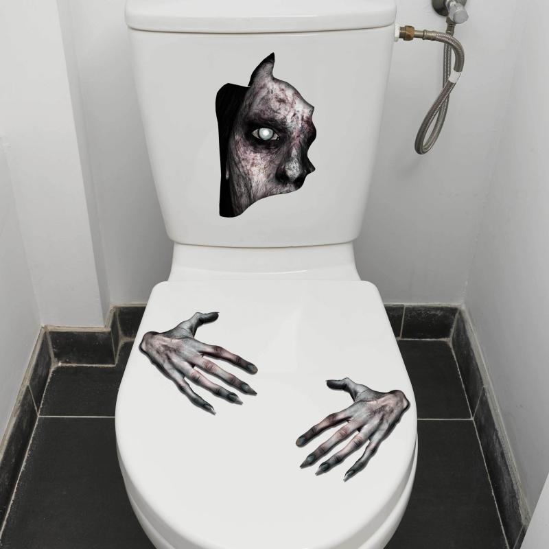 Halloween Horror Toilet Sticker Handprint Decor Room Decor