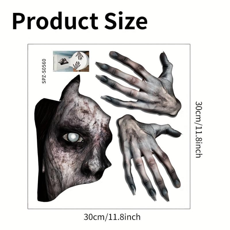 Halloween Horror Toilet Sticker Handprint Decor Room Decor