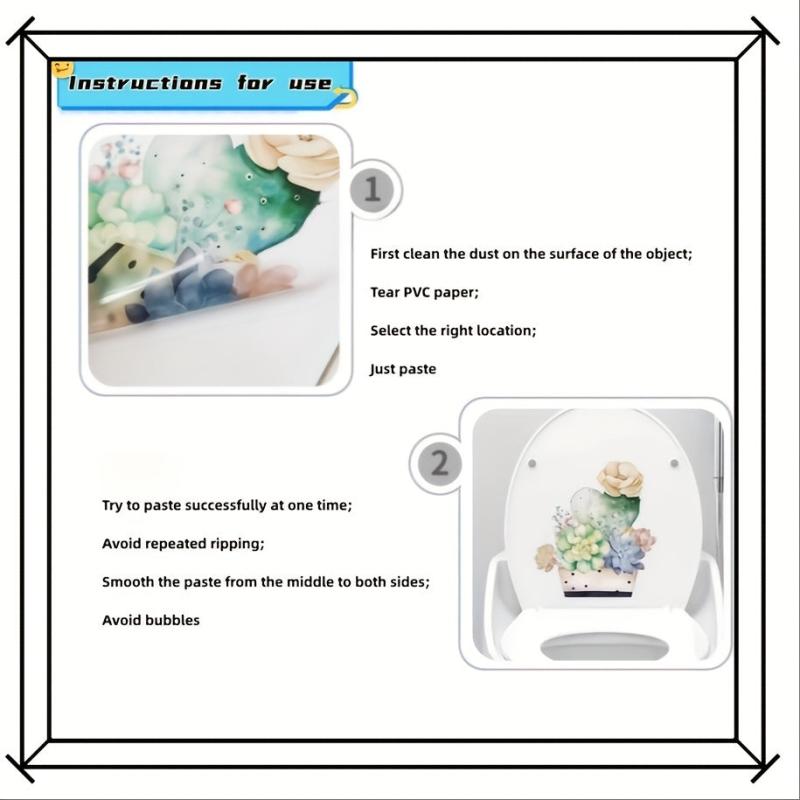 Toilet Lid Sticker Waterproof PVC Detachable Sticker Bathroom