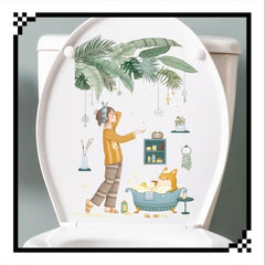 Toilet Lid Sticker Waterproof PVC Detachable Sticker Bathroom
