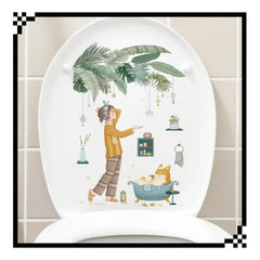 Toilet Lid Sticker Waterproof PVC Detachable Sticker Bathroom