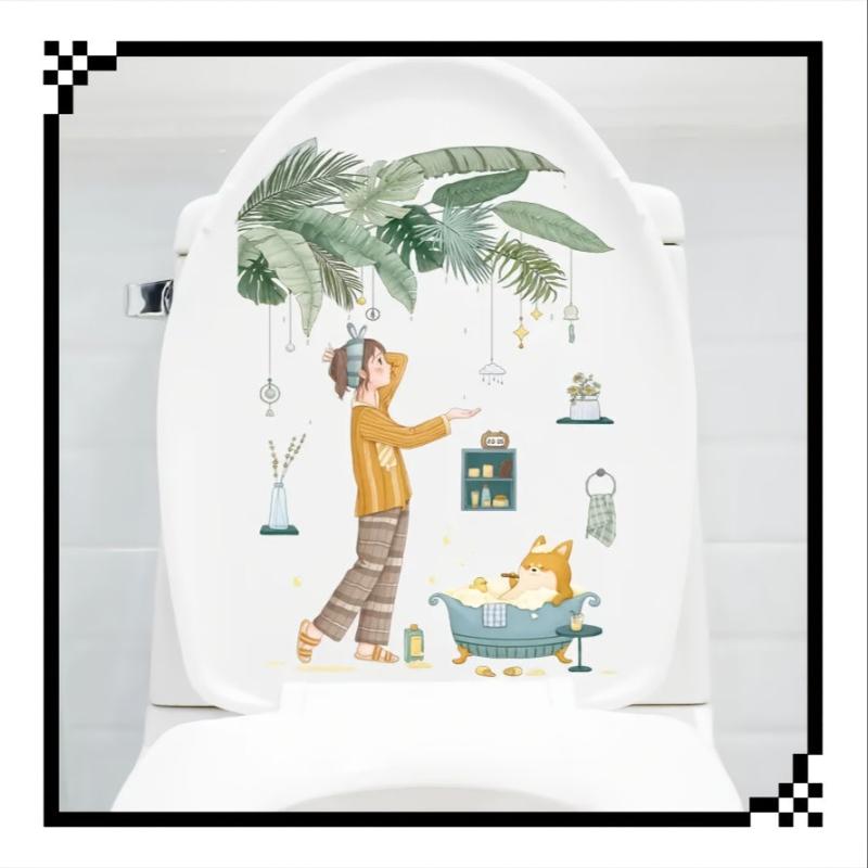 Toilet Lid Sticker Waterproof PVC Detachable Sticker Bathroom