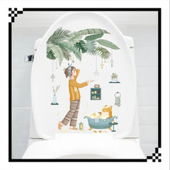 Toilet Lid Sticker Waterproof PVC Detachable Sticker Bathroom