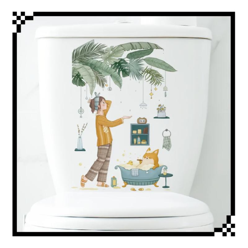 Toilet Lid Sticker Waterproof PVC Detachable Sticker Bathroom